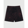 thumbnail image 3 of Pantalones cortos con estampado de telaraña para hombre, estilo gótico, cintura elástica, estampado 3D, degradado, transpirables, ropa de calle corta de poliéster, 3 of 4