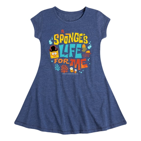 The Spongebob Movie: Search For Squarepants - Sponges Life For Me - Youth Girls Fit And Flare Short Sleeve Dress