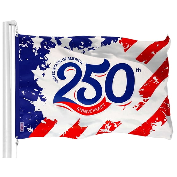 G128 Double-Sided USA 250th Anniversary Flag 3x5 ft 1776-2026 Patriotic w/ Grommets