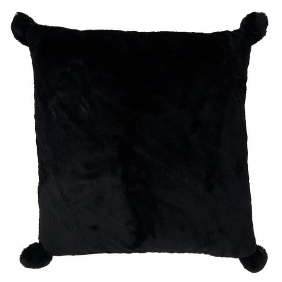 Saro Lifestyle 1798.BK18SP 18 in. Faux Rabbit Fur Poly-Filled Throw Pillow, Black