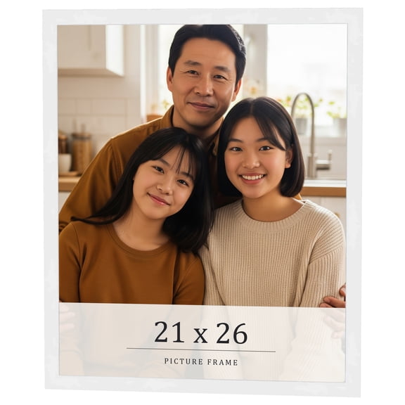 21x26 Frame White Real Wood Picture Frame Width 0.75 inches | Interior Frame Depth 0.5 inches |