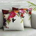thumbnail image 3 of COMIO  Watercolor Burgundy Flowers Leaf Throw Pillow Cover Cases Rose Elegance Foliage Bouquet Bloom Outdoor Decor Pillowcase Home Square, 3 of 5