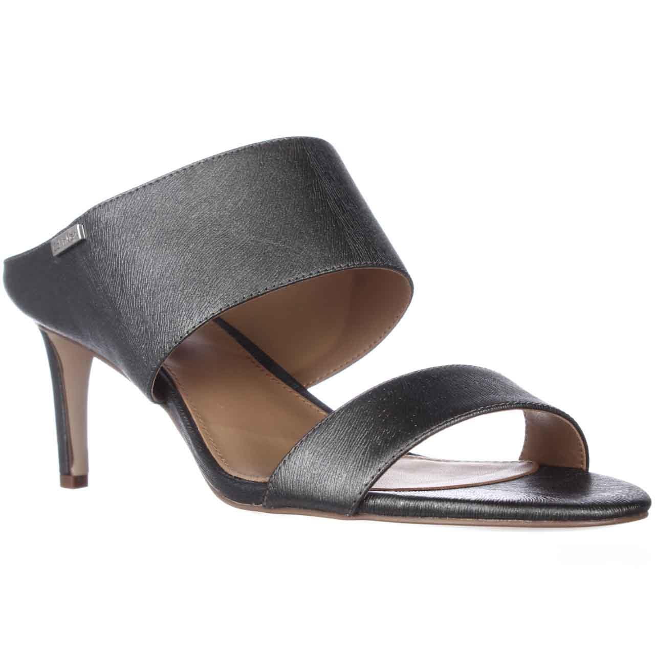 Womens Calvin Klein Cecily Wide-Strap Mule Sandals - Pewter - Walmart.com