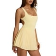 thumbnail image 2 of Women'S Tennis Flowy Pleated Sports Dress for Women Backless Sleeveless Summer Mini Golf Dress Warm Yellow M, 2 of 7