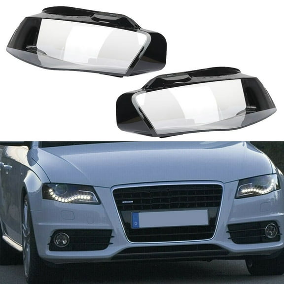SCITOO Headlight Lenses Plastic Covers for Audi A4 2009 2010 2011 2012 2pc Left and Right Side Car Headlight Headlamp Lens Clear Lens Cover.