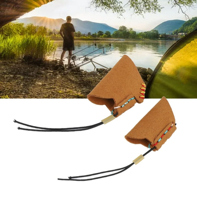 Fishing Finger Sleeve Protector Thumb Index Finger Guard Artificial Leather Adjustable Tool Accessory Camping Darts Game, Suitable for Both Men and Women