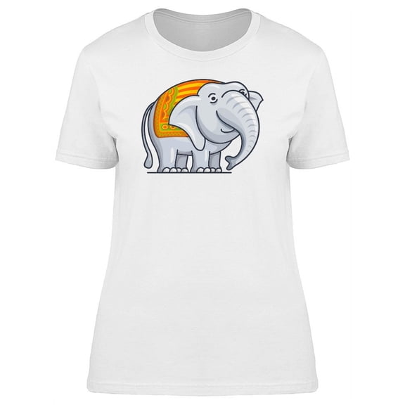 Cool Indian Elephant Cartoon T-Shirt Women -Image by Shutterstock, Female Large
