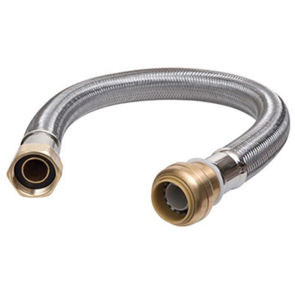 U3086FLEX24LF Water Softener Connector, 1/2 inch x 3/4 inch FIP x 24 Braided Stainless Steel Water Softener Connector