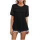 thumbnail image 2 of Puntoco Liquidación de blusas cortas para mujer, moda femenina, informal, primavera y verano, nuevas, color sólido, cuello redondo, manga corta, camiseta suelta, top de retazos de encaje, 2 of 5
