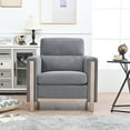 thumbnail image 2 of 35" 1 Seater Sofa, Modern Fabric Sofa Chair, Upholstered Single Couch with Solid Wood Legs and Wide Armrest for Bedroom, Apartment, Home, Office, Living Room, Gray, 2 of 9