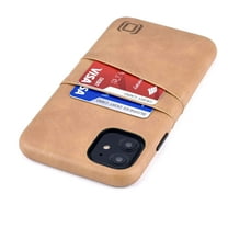 Dockem iPhone 11 Exec M2 Wallet Case; Built-in Metal Plate, 2 Card Slots, Khaki Tan