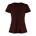 thumbnail image 5 of Lovskoo Women's Dressy Casual Tops Button Up Shirts Solid Color V Neck Petal Short Sleeve Shirts 2024 Summer Tops Tunic Casual T-Shirts Burgundy L, 5 of 7