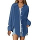 thumbnail image 1 of Camisa oversize lisa para mujer: prenda informal de corte holgado y tejido transpirable, cómoda para el día a día y las salidas informales., 1 of 8
