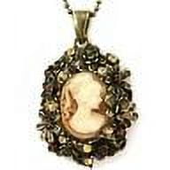 Classic Butterfly Flower Floral Brown Cameo Pendant Necklace Antique Bronze q1