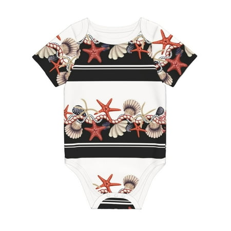 

Coaee Starfishes Shells for Soft Cotton Baby Short-Sleeve Bodysuit Baby Girls Boys Bodysuit Romper