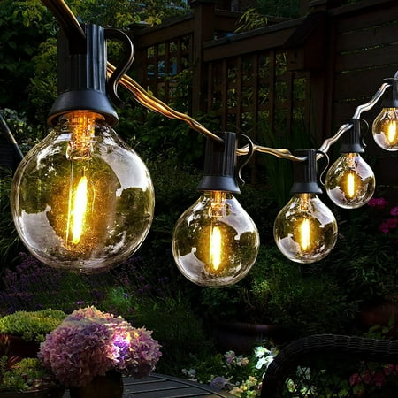 

ALIMARO Solar String Light Outdoor String Lights Adjustable G40 LED Bulbs Solar Powered Patio Light Durable Hanging Light Energy Saving Hanging Décor 4 Lighting Modes for Outdoor Backyard