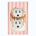 thumbnail image 1 of Metal Light Switch Plate Cover Layered Caramel Cake Striped Wallpaper Pink CAK057, 1 of 13