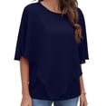 thumbnail image 1 of Camiseta de verano para mujer Ticfox de gasa de doble capa azul oscuro L, 1 of 5