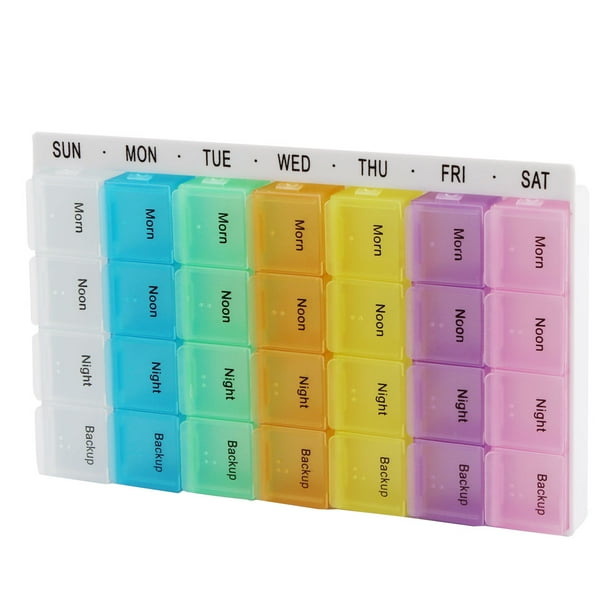 Plastic Travel Household Medication Reminder Daily Am PM Weekly Pill