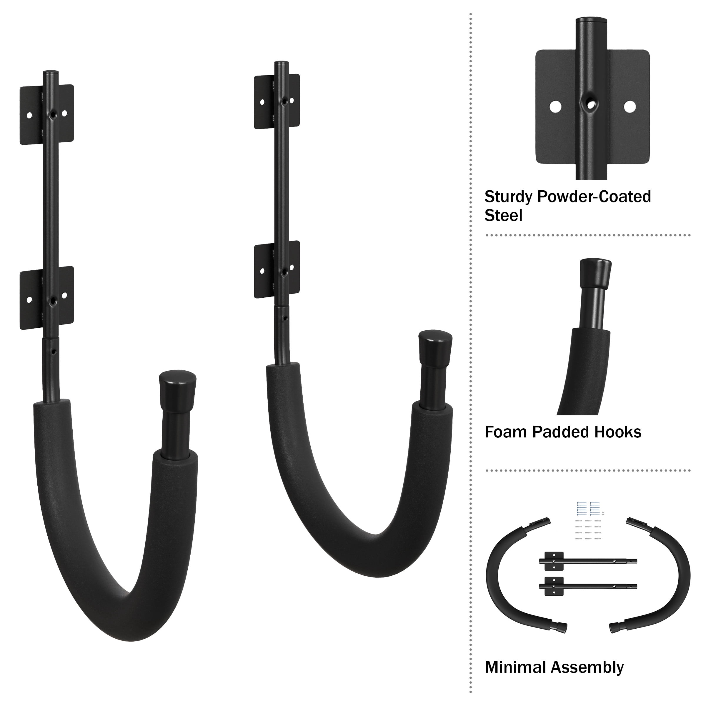 Rad Sportz Garage Hooks 2-Pack - 100lbs Weight Capacity Storage Hangers