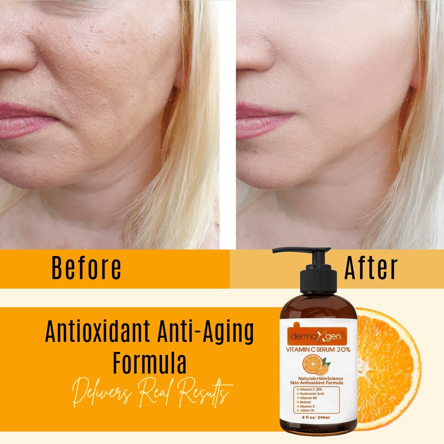 Dermaxgen® PURE ORGANIC Vitamin C 20% + Retinol + Hyaluronic Acid ANTI-AGING SERUM - 8 FL OZ