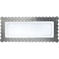 Crown Display Plastic Plates Floral Design, Clear Disposable Trays With Silver Edged Flower (8 in. x 15 in.) - 6 Ct.