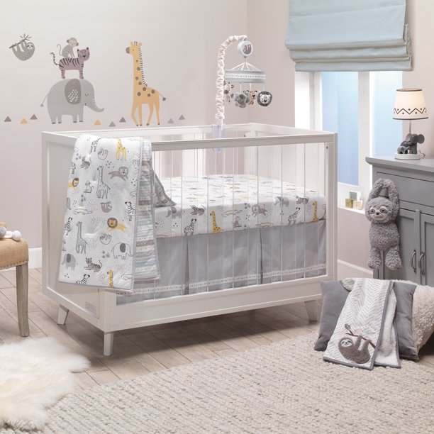 Lambs & Ivy Animal Jungle Cotton Jersey 4Piece Crib Bedding Set
