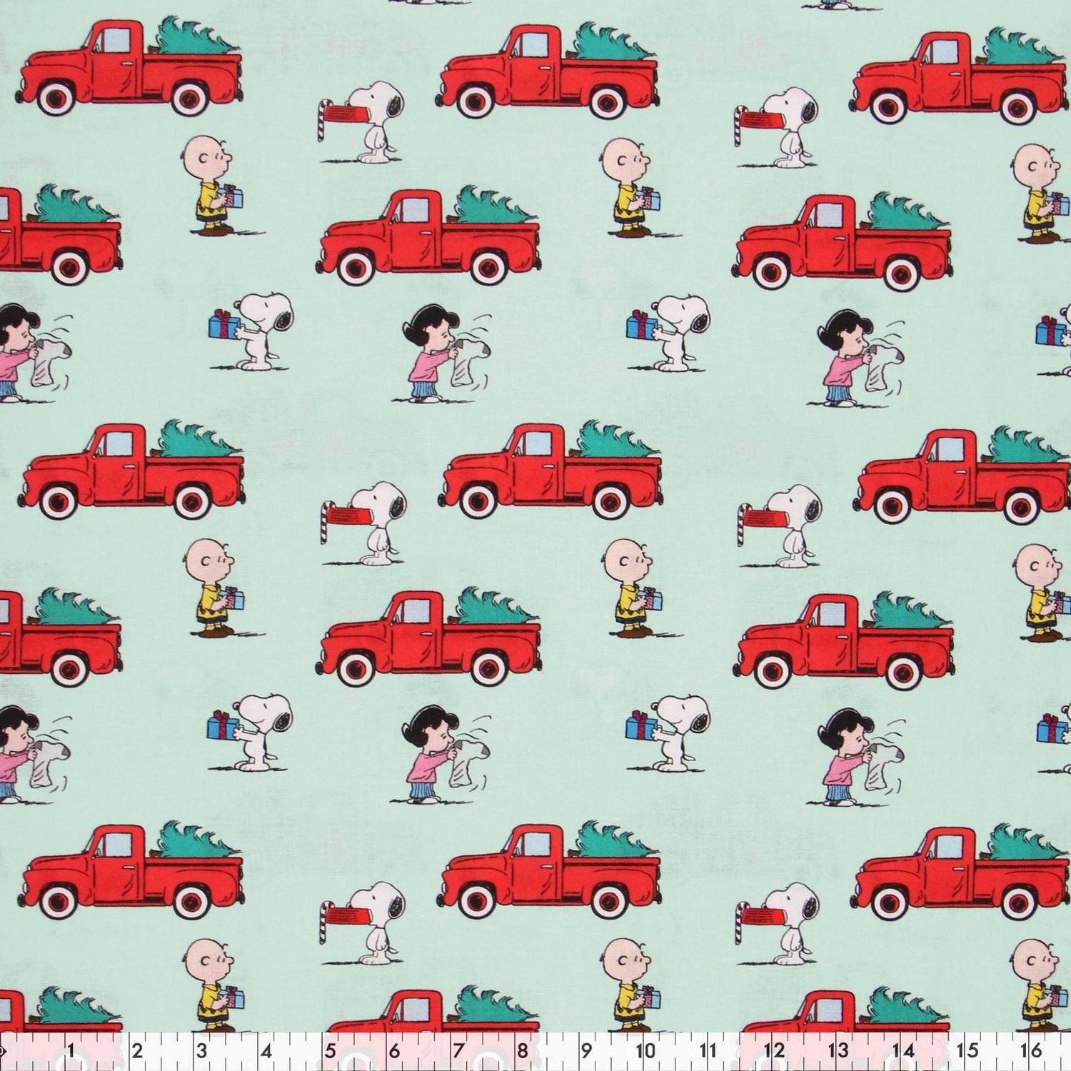 Fabric Creations  Lt.Blue Snoopy Xmas  Cotton Fabric by the Metre 114 cm (45")