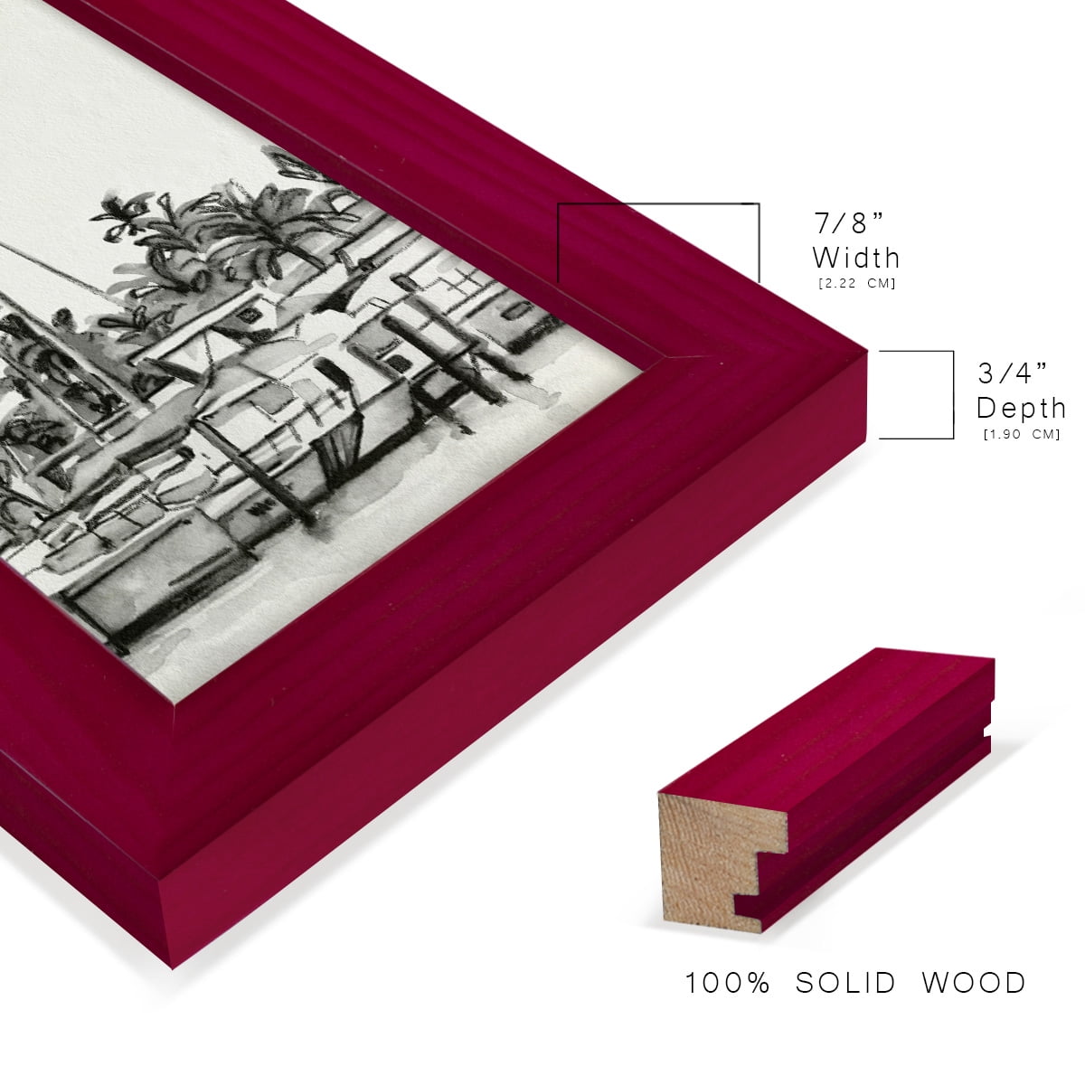 Neutral Tropics IV - Framed Print w/glass - Cherry Red