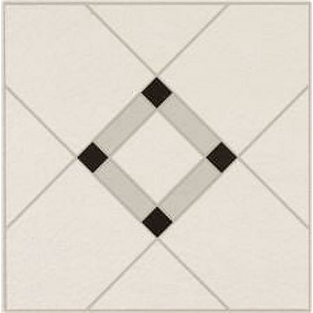 Armstrong Lattice Lane Units Residential No-Wax Self-Adhesive Vinyl Floor Tile, Black/White, 12X12 In., .045 Gauge
