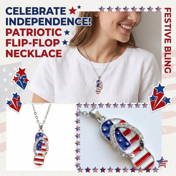 KUNPENG 2-4cm Fashion USA Independence Day Patriotic Charm Pendant, Red White Blue Stars and Stripes Creative Necklace Accessory for 4th of July Celebration, American Flag Theme Jewelry