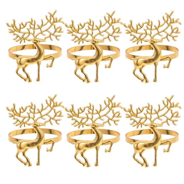 Shisuyan 6Pcs Holiday Napkin Rings Elk Napkin Decorations for Friends Sharing