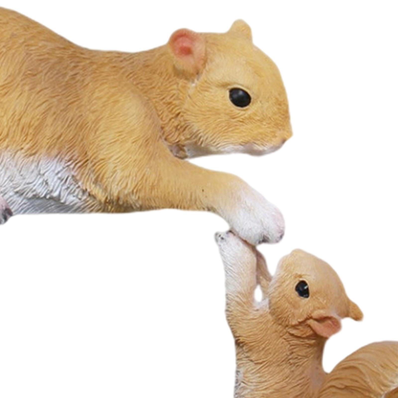Nishiyuenyi 2x Miniature Squirrel Statue Garden Figurines for Bedroom Tabletop Ornaments