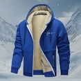 thumbnail image 2 of FEIFLY Men's Heavyweight Plush Windproof Zip Up Outerwear Jackets Long Sleeve Warm Hooded Sweatshirt Outerwear Coats, 2 of 3