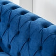 thumbnail image 3 of Modern 3 Seater Sofa with Gourd Shaped Birch Legs, Comfy Couch with Sliver Studs Trim and Pleated Rolled Arms, Classic Sofa for Living Room, Office, Blue, 3 of 8