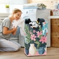 thumbnail image 5 of Yayeee Freestanding Laundry Hamper with Handle Collapsible Large Storage Basket for Clothes, Green Floral, 5 of 7