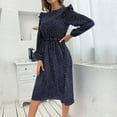 thumbnail image 4 of Lindreshi Fall Dresses for Women 2025 Homecoming Dresses Women's Fashion Long Sleeve Round Neck Printed Ruffles Casual Button Dress, 4 of 8