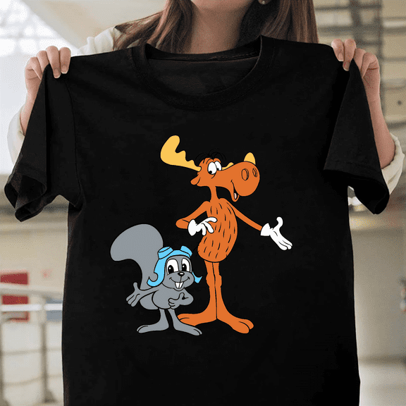 Rocky And Bullwinkle Cartoon Unisex Tee Classic Animation Squirrel Moose Spy Art V41098 Unisex T-Shirt, Size Up to 5XL