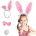 thumbnail image 2 of Diadema con orejas de conejito de peluche para niñas de Pascua, pajarita, cola, disfraz de Cosplay para fiesta, 2 of 5