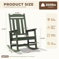 thumbnail image 3 of SERWALL Oversized Outdoor Rocking Chairs Set of 2 for Adults, HDPE All Weather Patio Rockers for Porch Garden Lawn, Avocado, 3 of 9