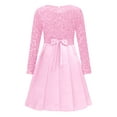 thumbnail image 3 of Runhomal Robe à Paillettes pour Filles Col Ras du Cou Manches Longues Plissée Fête Mariage Robe Fleur Rose 12, 3 of 6