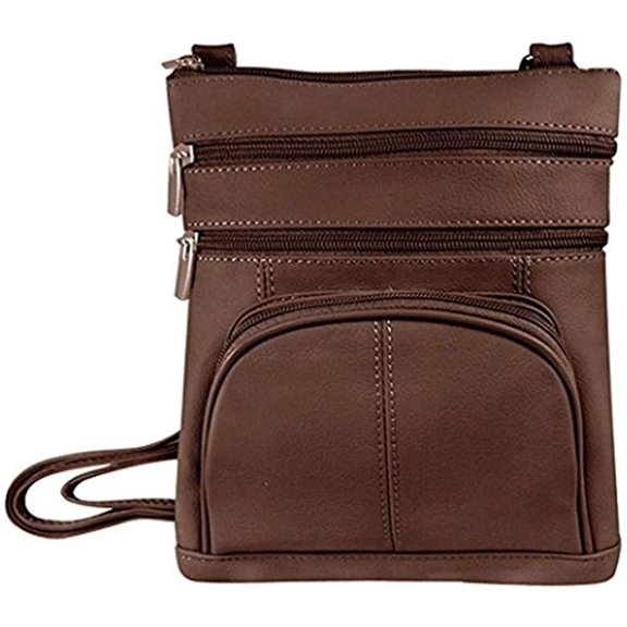 SILVERFEVER Genuine Leather Organizer Handbag Cross Body - Shoulder Travel Bag