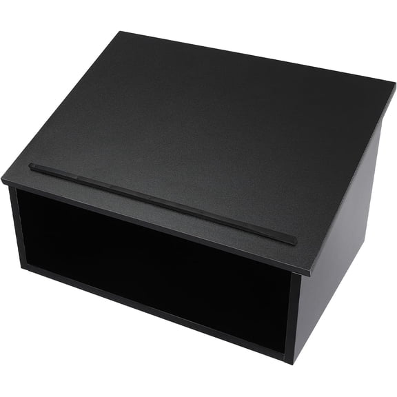 DYNAMI Tabletop Podium Wood,Portable Tabletop Lectern with Storage Room&Baffle Plate,23.75 * 16 inch Slant Reading Surface,for Churches, Restaurants,Classrooms (Black)