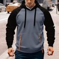 thumbnail image 2 of HXWCHs Men's Fall/Winter Hoodie Men's Casual Solid Color Pullover Hoodie Streetwear Comfortable Drawstring Sweatshirt for All Seasons Grey L, 2 of 5