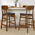 thumbnail image 4 of Best Choice Products 2-Piece Farmhouse Counter Height Bar Stool Set w/ Cushioned Seat, Wooden Backrest  Walnut/Charcoal, 4 of 10