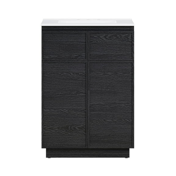 St. Tropez 24" Freestanding Bathroom Vanity in Black Oak with 3-Hole Widespread Sink Top