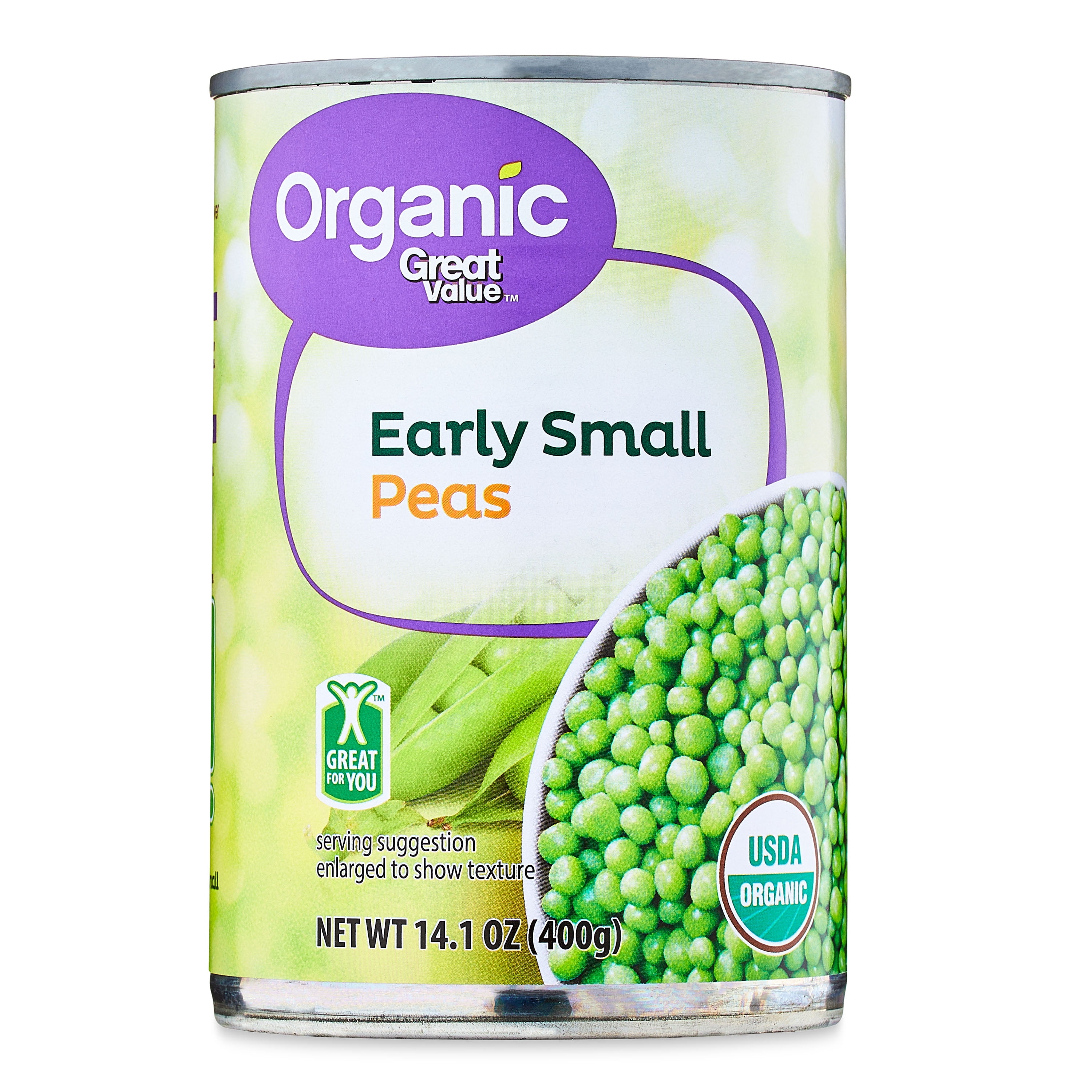 (12 pack) Great Value Organic Sweet Peas, 14.1 -15.0 oz