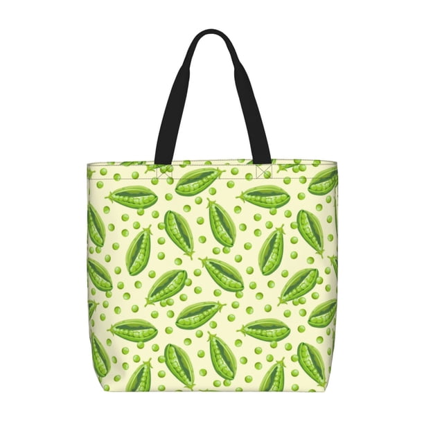 Fotbe Green Peas Bolsa Tote con Estampado para Mujer, Bolsos con Cremallera, Bolsa de Hombro Casual de Gran Capacidad con Bolsillos Internos