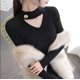 thumbnail image 1 of Suéter de mujer 2024 nueva moda hueco de manga larga de punto camisa de estilo coreano Slim Casual Stretch Top para mujer, 1 of 1