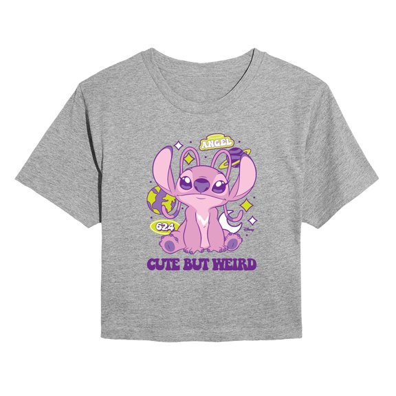 Disney - Cute But Weird Angel - Juniors Cropped Short Sleeve Graphic T-Shirt
